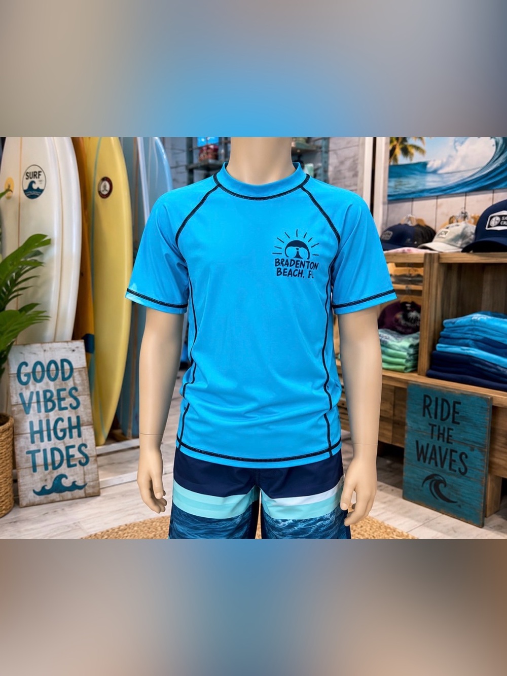 Bradenton Beach Blue Kids Rashguard Swim Shirt